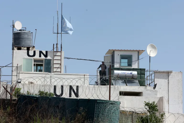 Lebanon’s Foreign Ministry said the Israeli army attacked a UNIFIL watchtower in Naqoura, October 11, 2024 (Aziz Taher/Reuters)