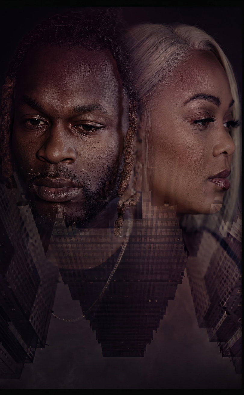 Official Never Too Late film poster with two lead characters and dark, moody tones, portrait orientation.