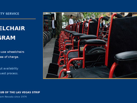 Kiwanis wheelchair program graphic featuring the original newsletter photograph of wheelchairs available through the program.