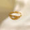 Thumbnail: 16K Gold Stainless Steel White Natural Stone Titanium Ring