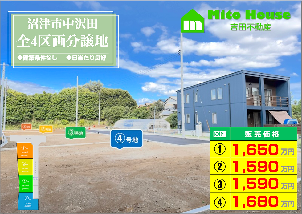 沼津市中沢田 全4区画分譲地
