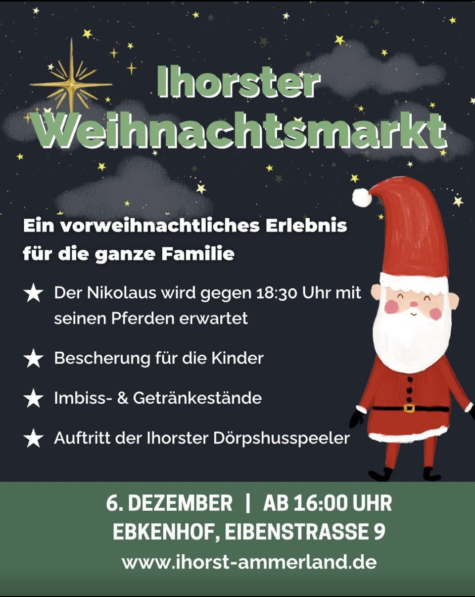 Nikolaus und Ihorster Weihnachtsmarkt 2025 auf dem Ebkenhof in Ihorst - Westerstede