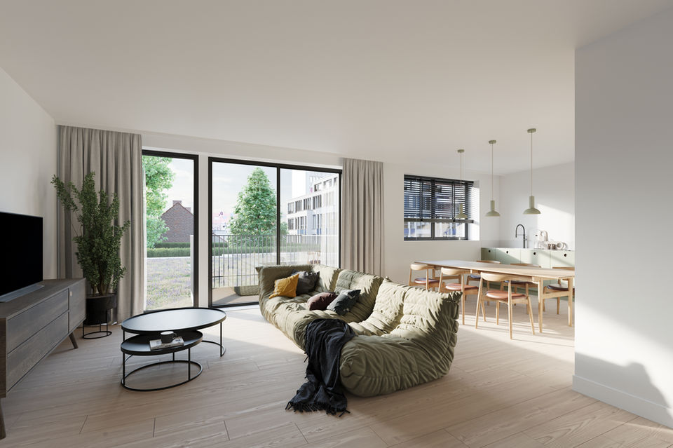 3d interieur visualisatie van een nieuwbouw project in Leuven door Box media