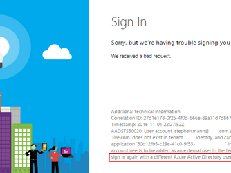 Fix Azure AD Error AADSTS50020 when logged in user doesn't have permissions to selected Applicat