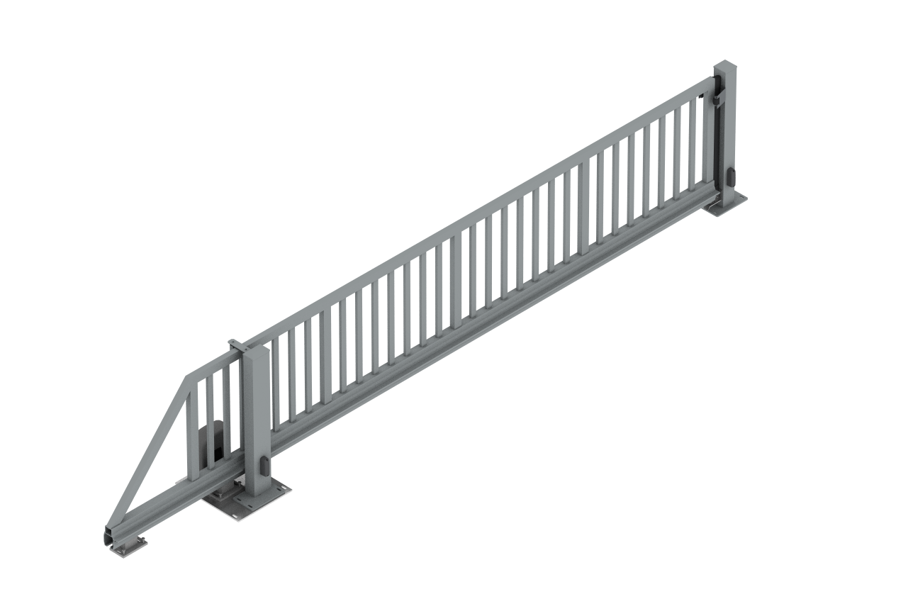 Automatisches Schiebetor der SOLID Serie, RAL9006, Stabfüllung