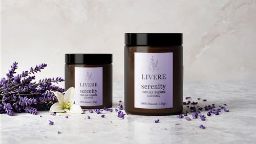 SERENITY MINI | LUMÂNARE CEARĂ SOIA LAVANDĂ BIO IASOMIE CRIN ALB 85GR