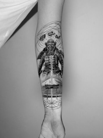 samurai and Japanese symbols geometric tattoo Amsterdam