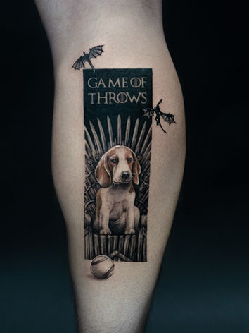 conceptual personalized dog portrait tattoo