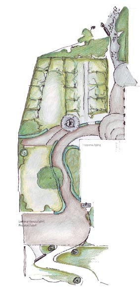 Planung der Außenanlage eines Gasthofs in Meran, Südtirol