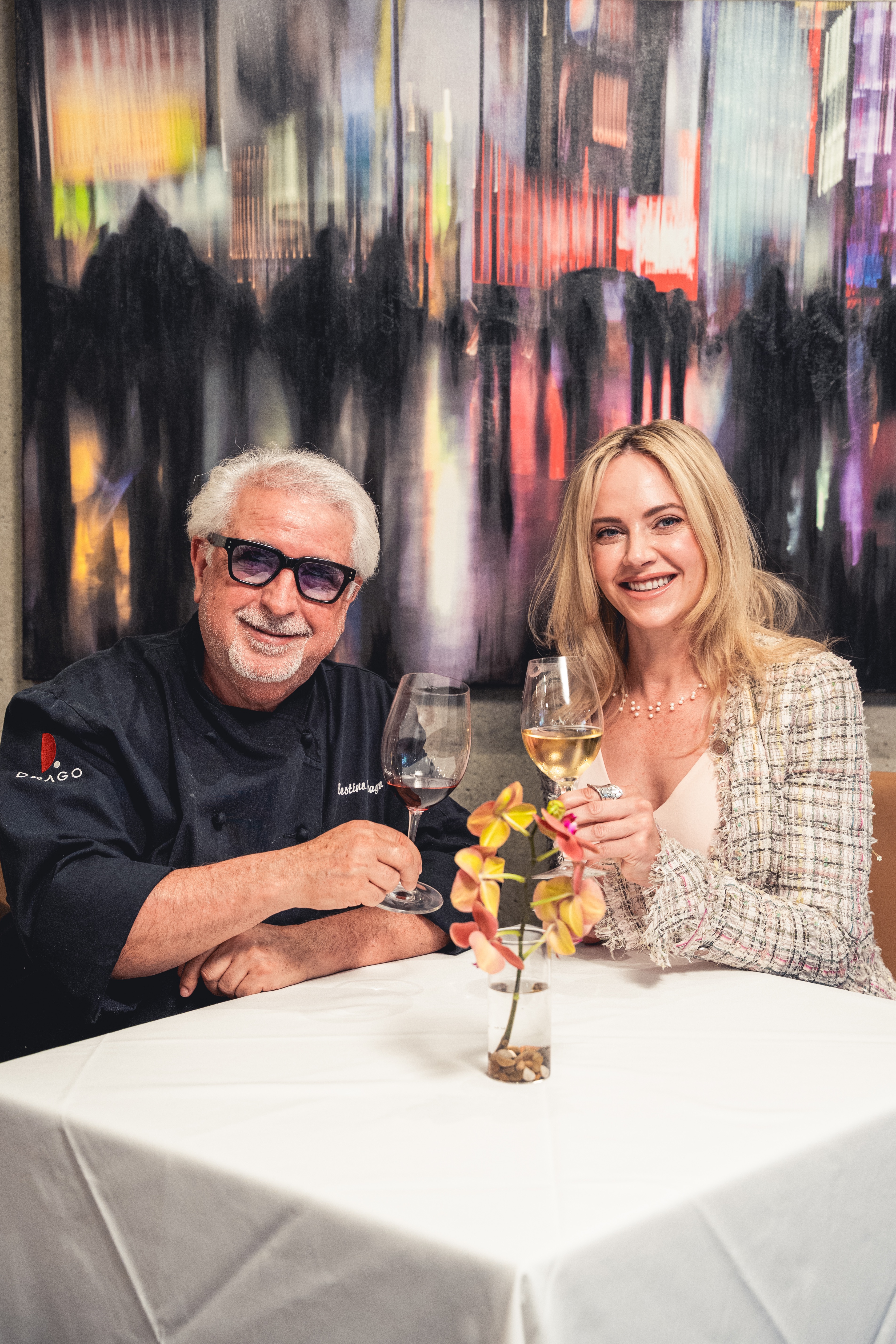 April Bevan with Chef Celestino Drago at Drago Centro