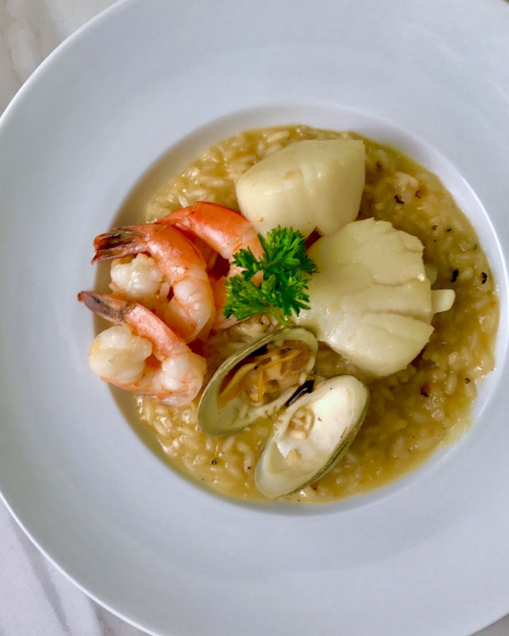 Seafood truffle risotto by Chef Brik