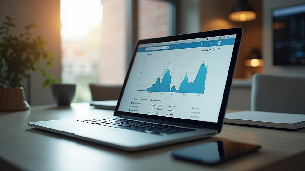Eye-level view of a laptop displaying a website analytics dashboard