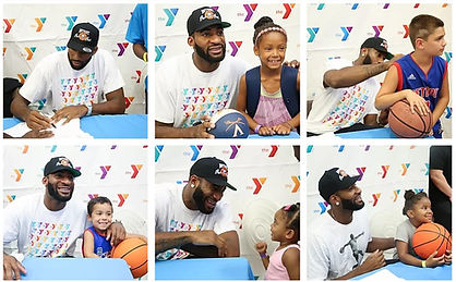 Photos of Andre Drummond with local youth during 2017 visit to the Middlesex Y.