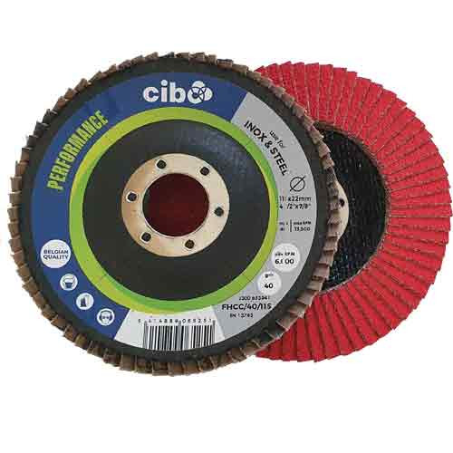 Cibo FHCC Conical ceramic P60 grit flap disc 125mm dia x 22mm | Uk ...
