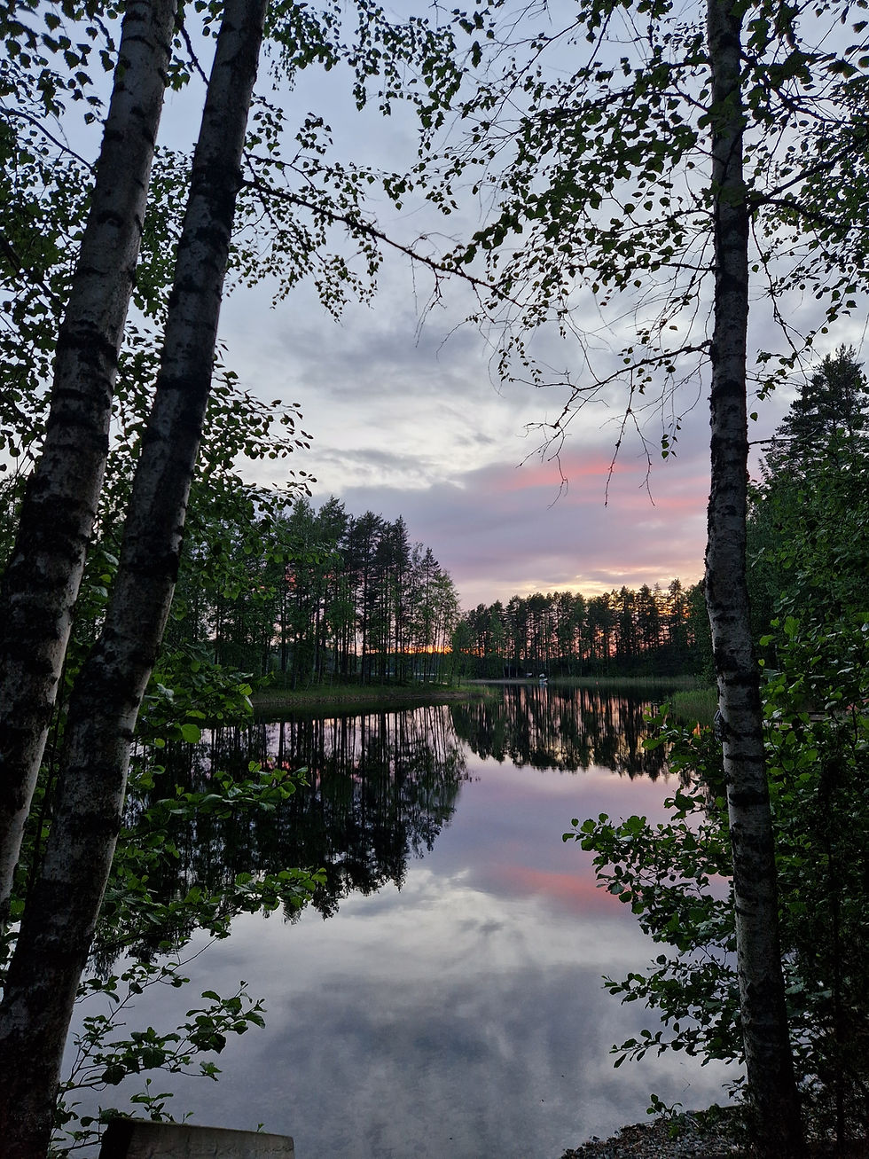 Rauhallinen järvimaisema luonnon keskellä