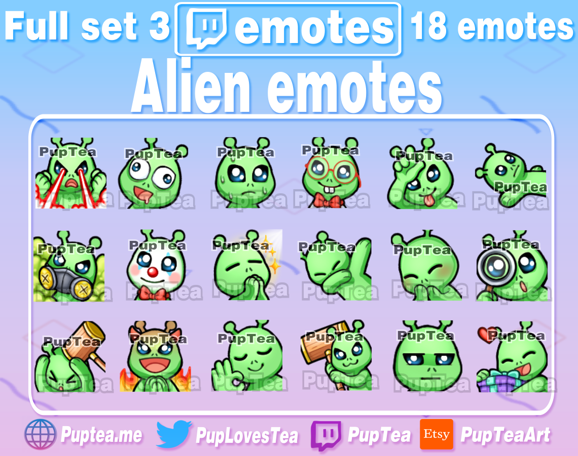 18 Alien Emotes Pack for Twitch and Discord | Full Set 3