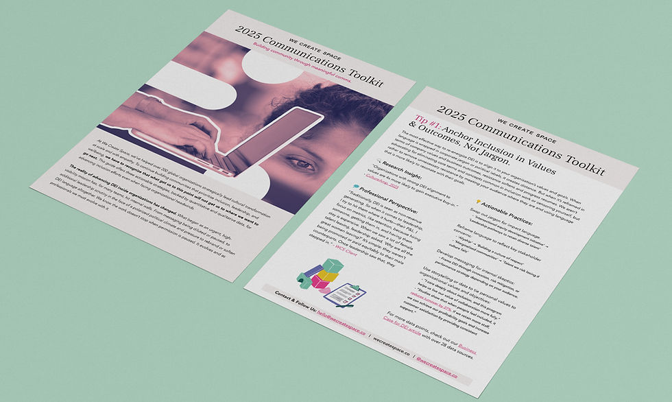 A preview of the WCS DEI Communications Toolkit, showing the first two pages of the document on a pale green background.