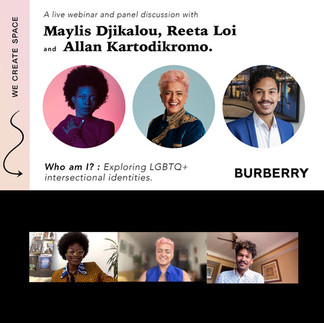 A flyer advertising a webinar with Maylis Djikalou, Reeta Loi and Allan Kartodikromo . Underneath is a screencap from the session.