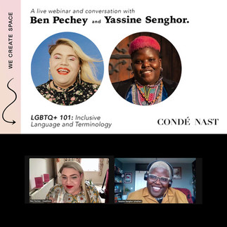 A flyer advertising a webinar with Ben Pechey and Yassine Senghor. Underneath is a screencap from the session.