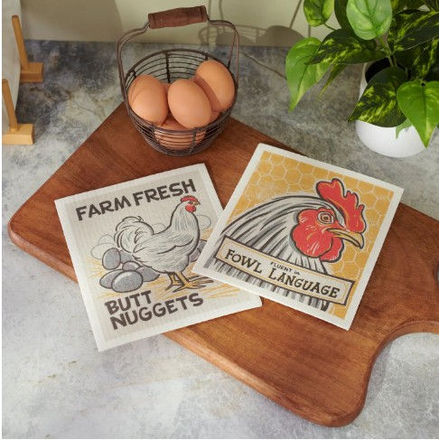 Decor --Fowl Language Swedish Dishcloth