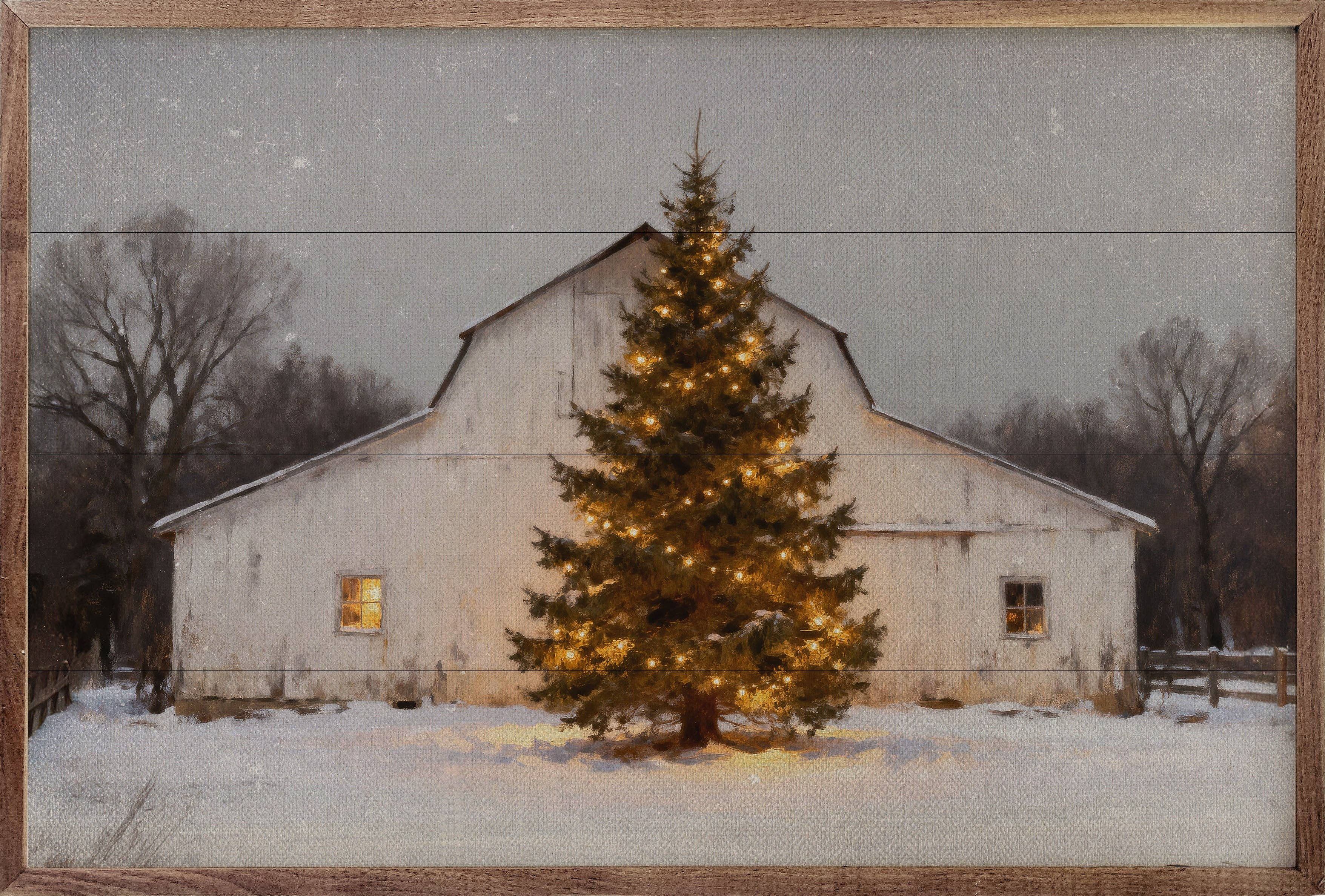 White Barn And Holiday Tree (16 x 10)