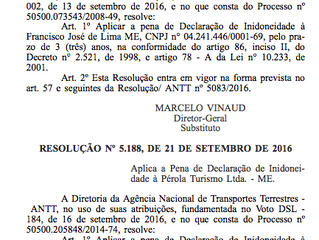 Empresas são consideradas inidôneas pela ANTT