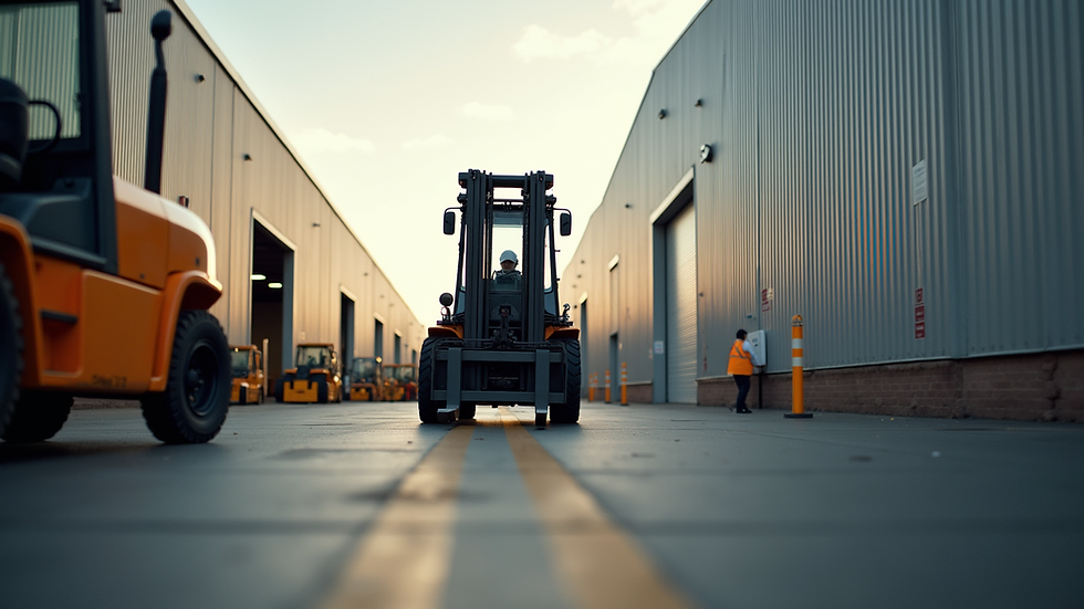 Eye-level view of a forklift parked in a training yard