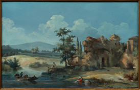 Louis BÉLANGER
Paris 1756 – Stockholm 1816
« Paysage avec barque et pécheurs »
Vers 1780
Gouache sur papier
21,7 x 32,7 cm
