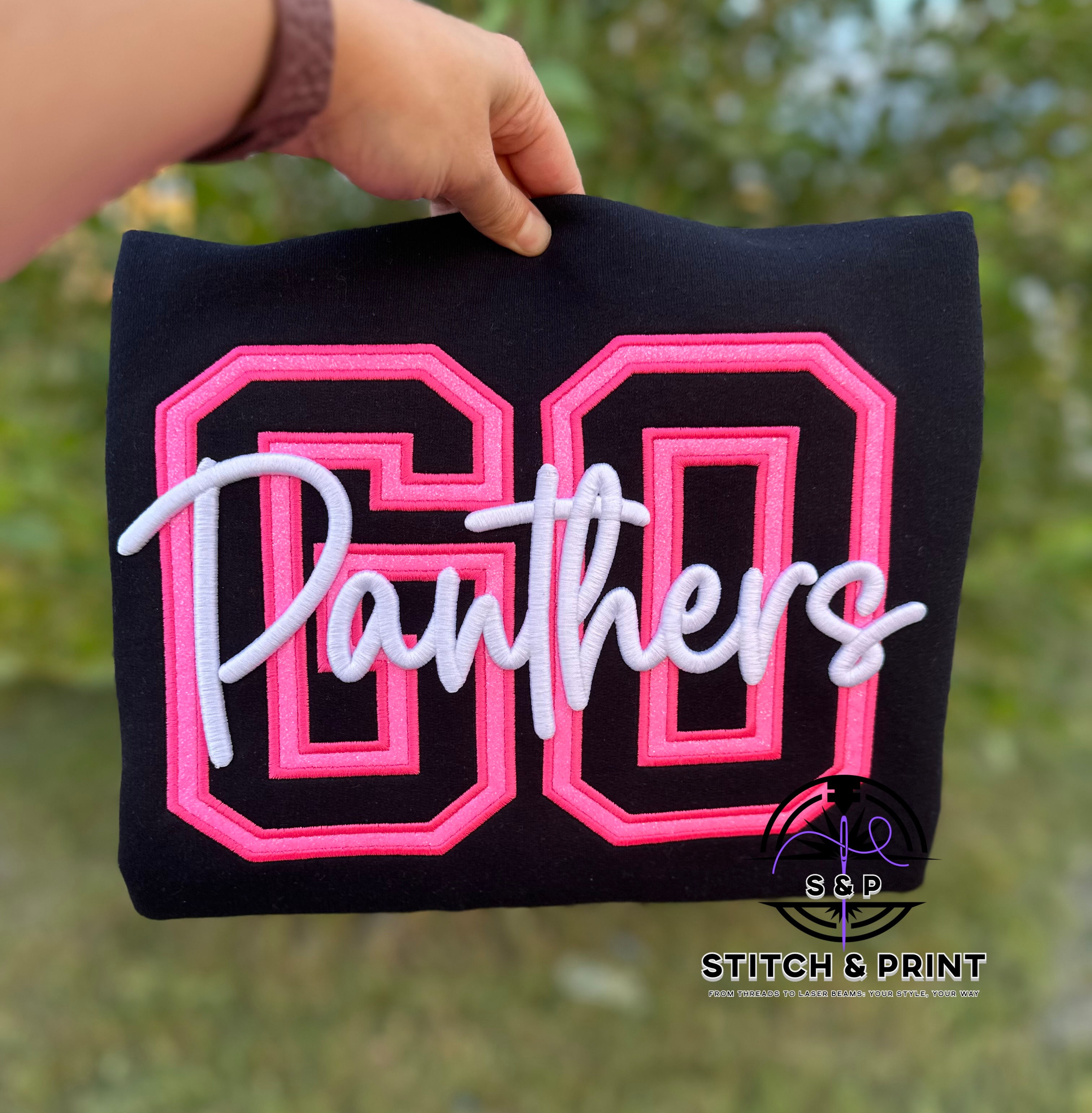 ⭐ Custom Glitter Applique Sweatshirt with 3D Mascot Embroidery ⭐