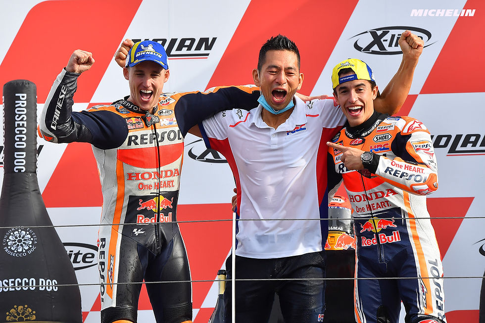 Honda pabrikan pemilik finis 1-2 terbanyak terakhir dilakukan di MotoGP Emiliano Romagna 2021
