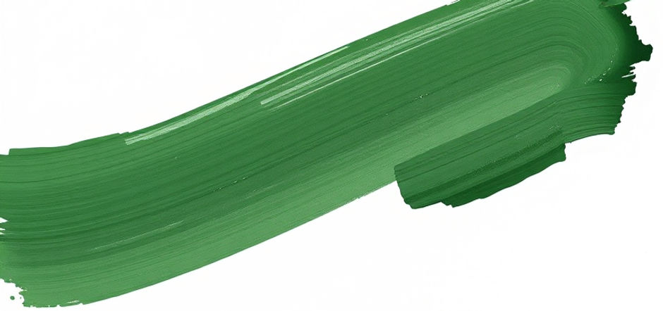 one Art paint flat line from left to right in dark green without a brush in white backgrou