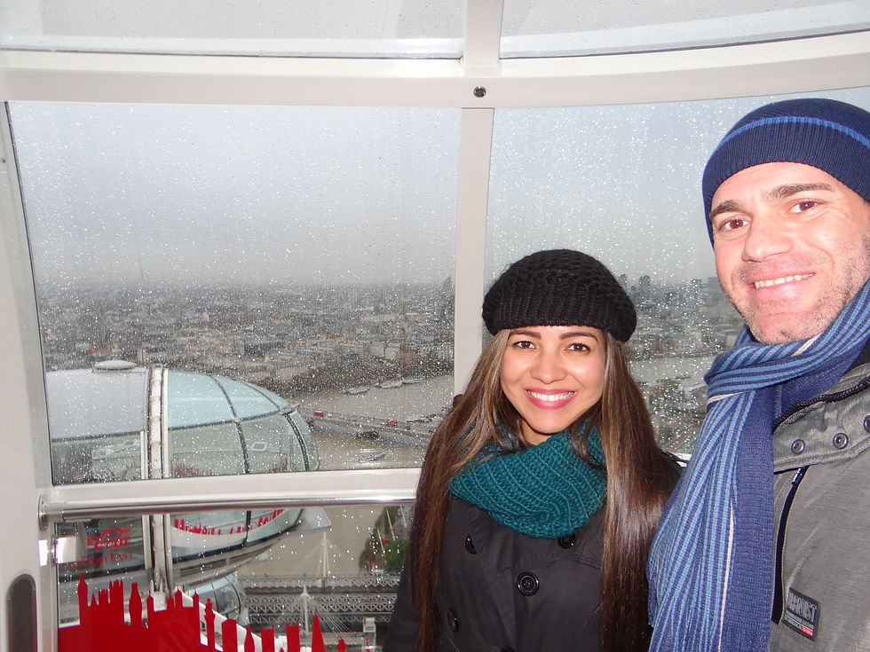 Thaysa com golas térmicas no frio de Londres