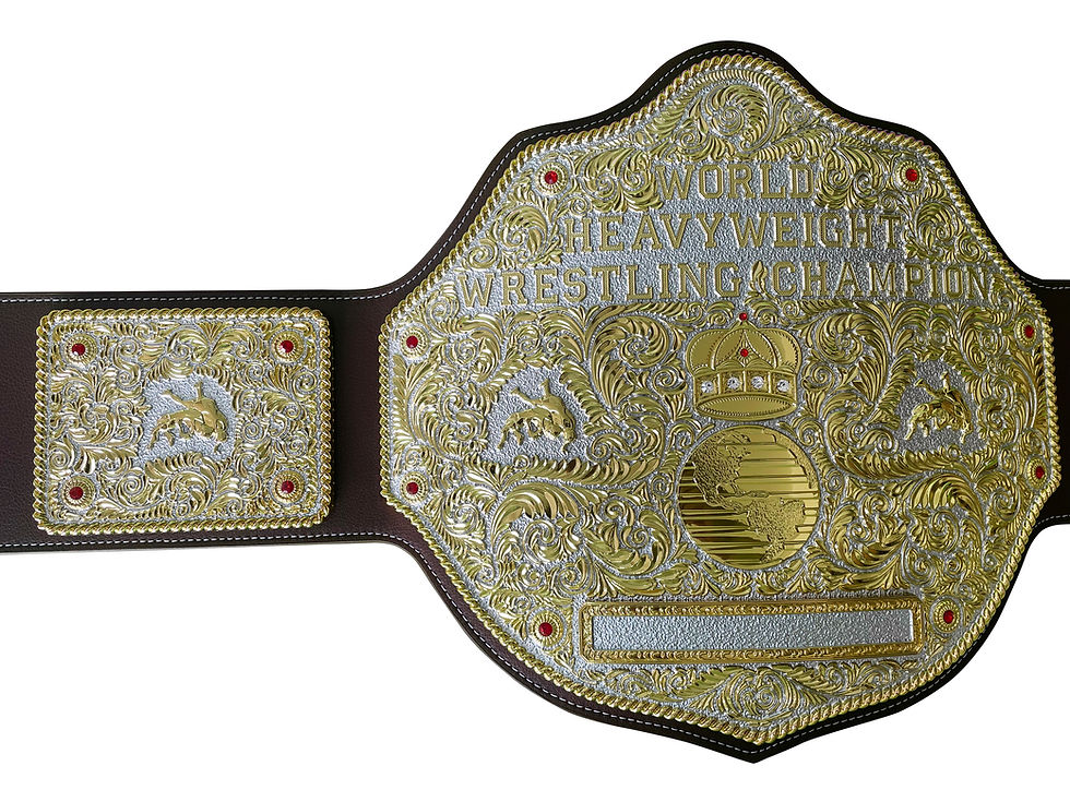 Thumbnail: IMPERFECT LUXE ESSENTIALS - Dual Big Gold World Heavyweight Championship Belt