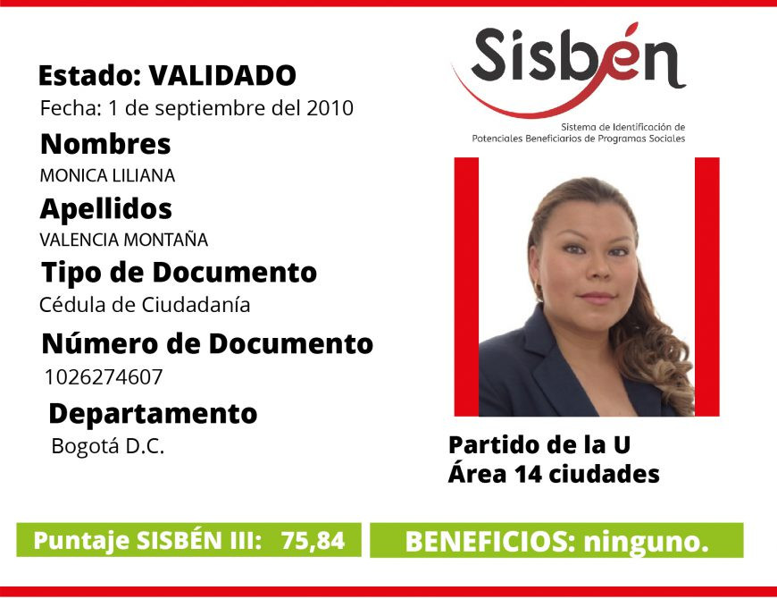 Monica Liliana Valencia Montaña - Sisbén