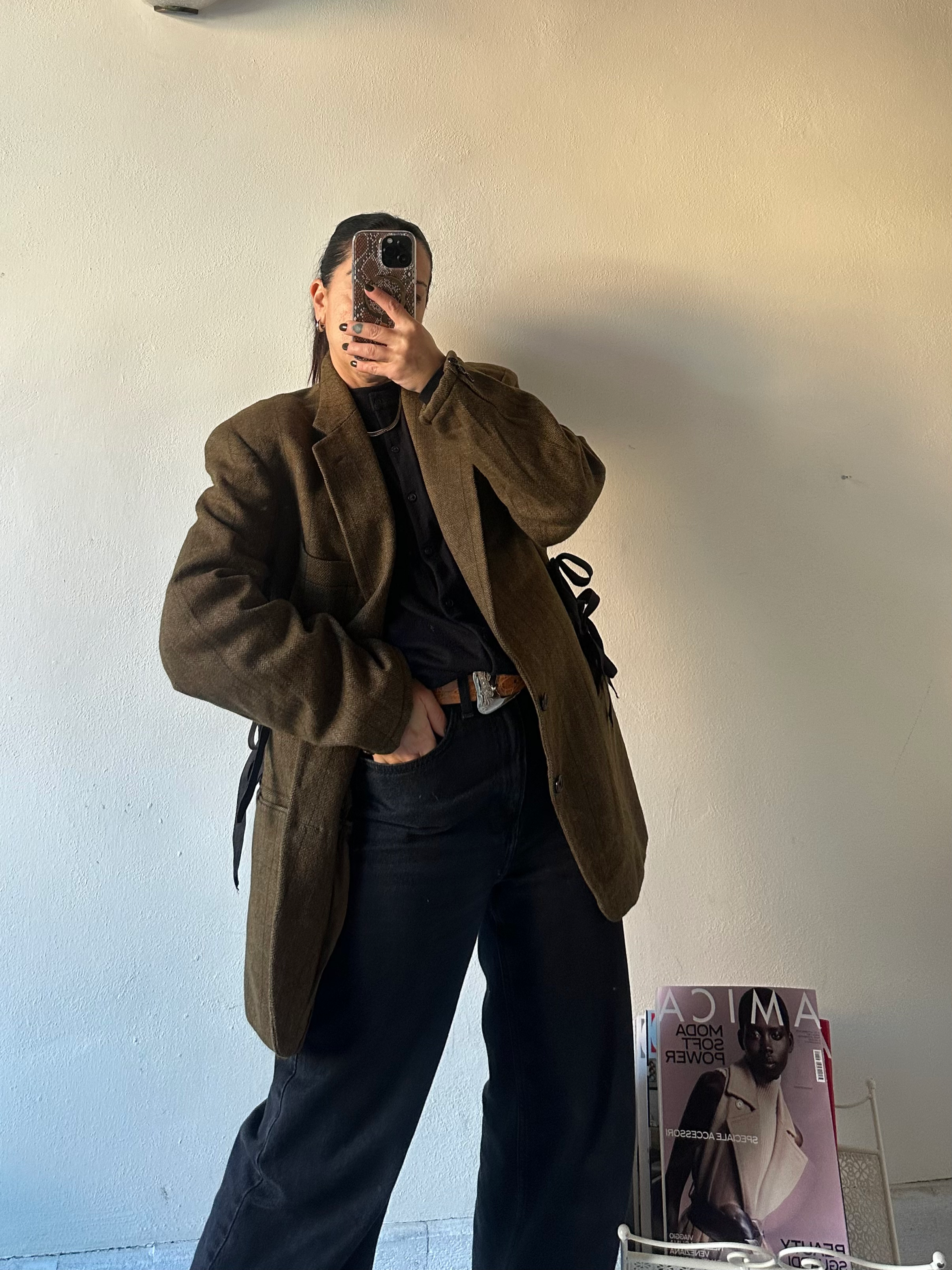 Wool checked laccetti blazer