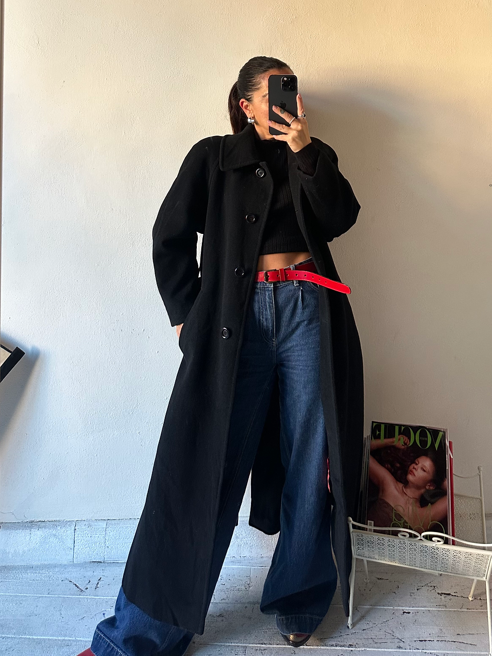 Merino pure wool black coat