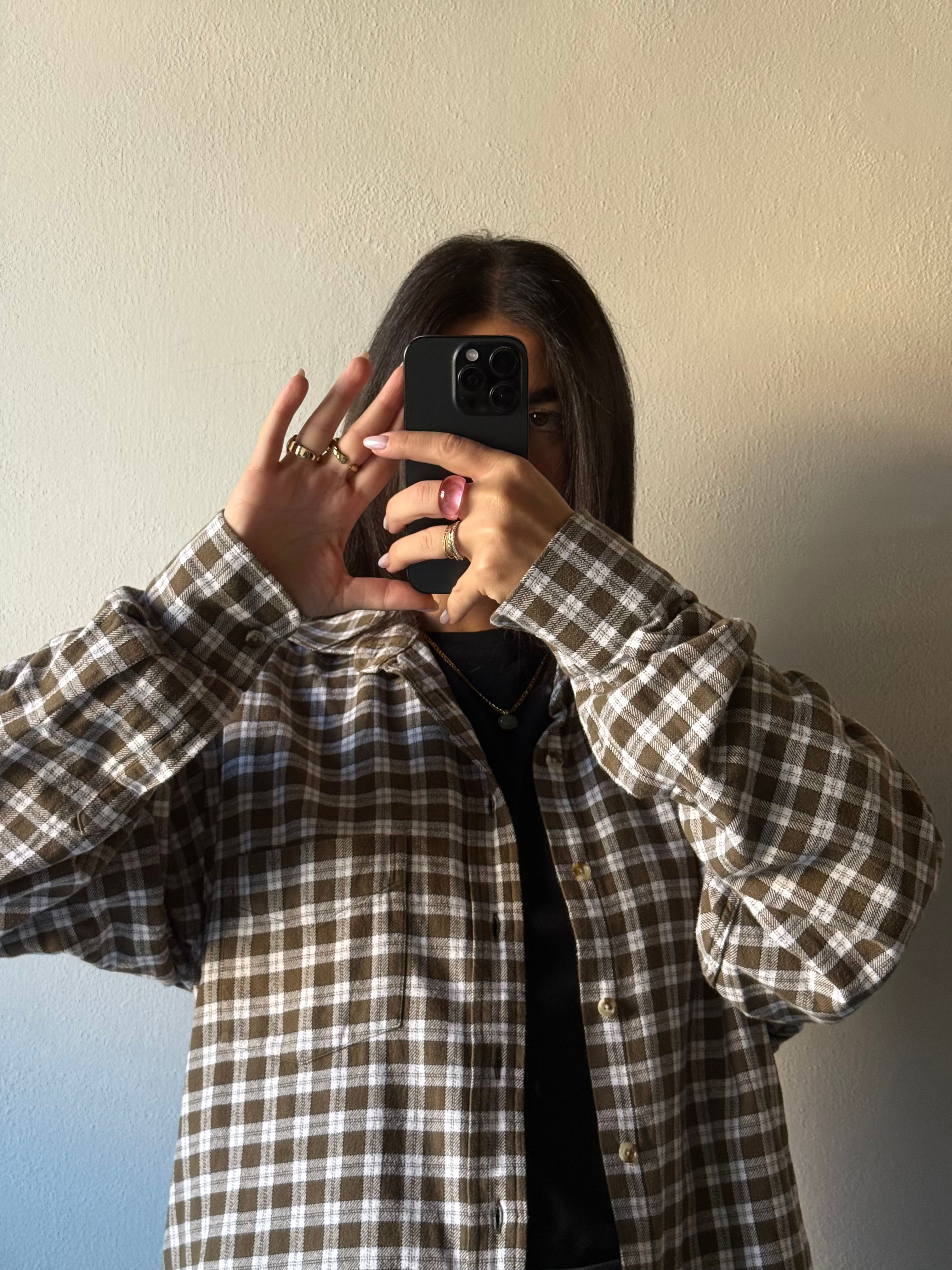 Brown & white tones flanel shirt