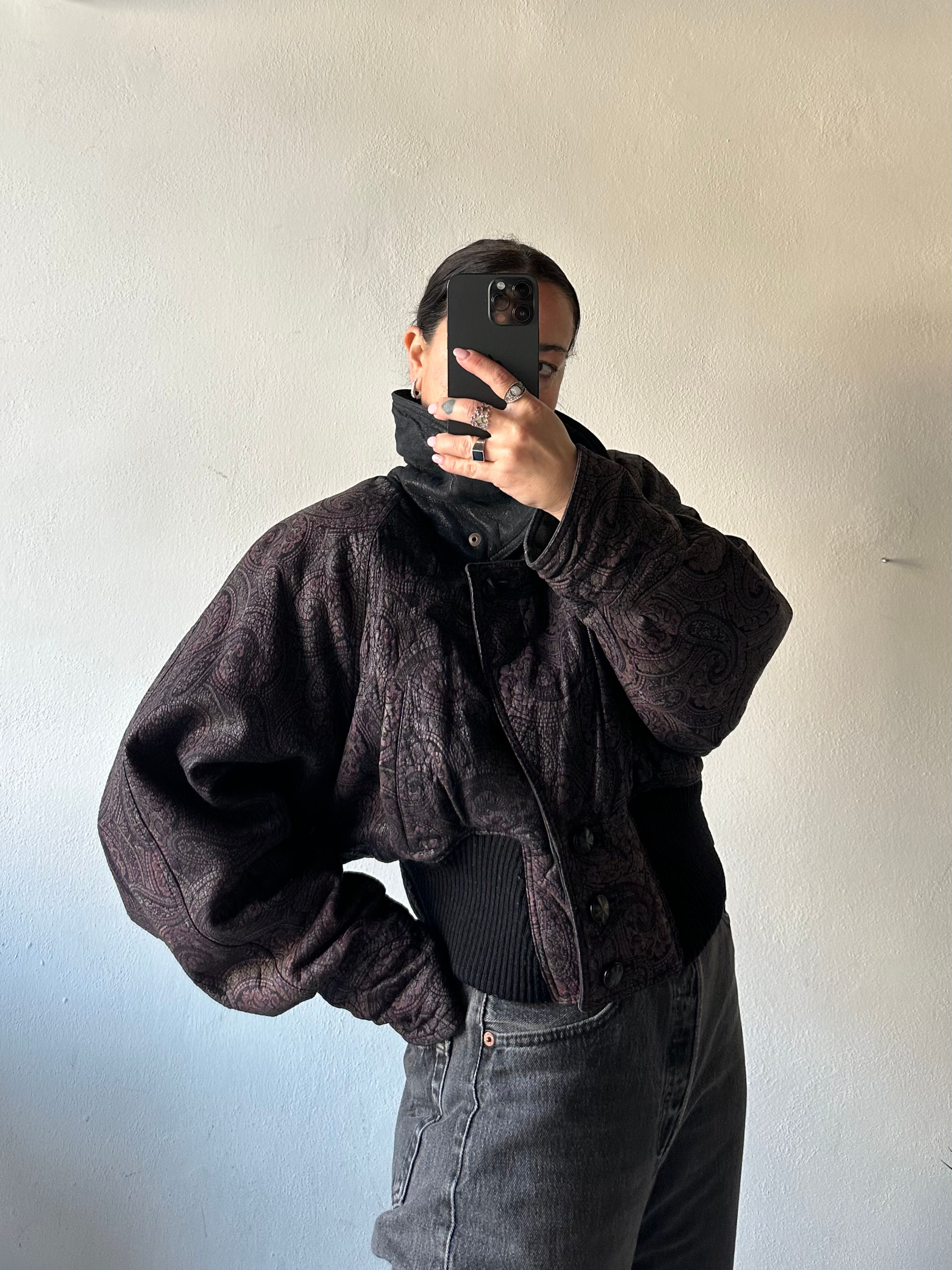 Paisley real leather bomber