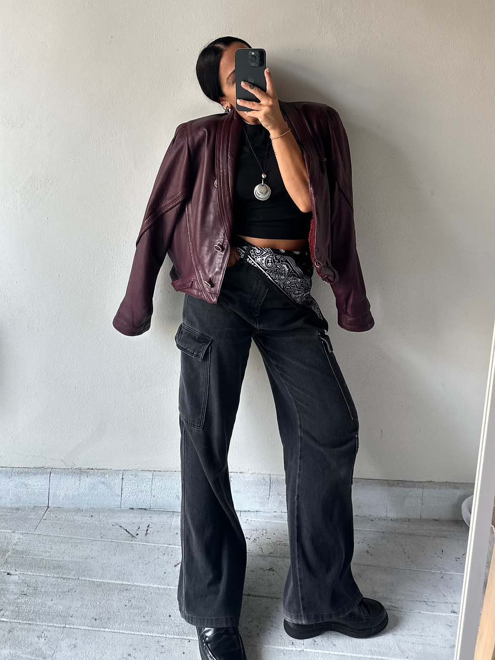 Burgundy leather biker