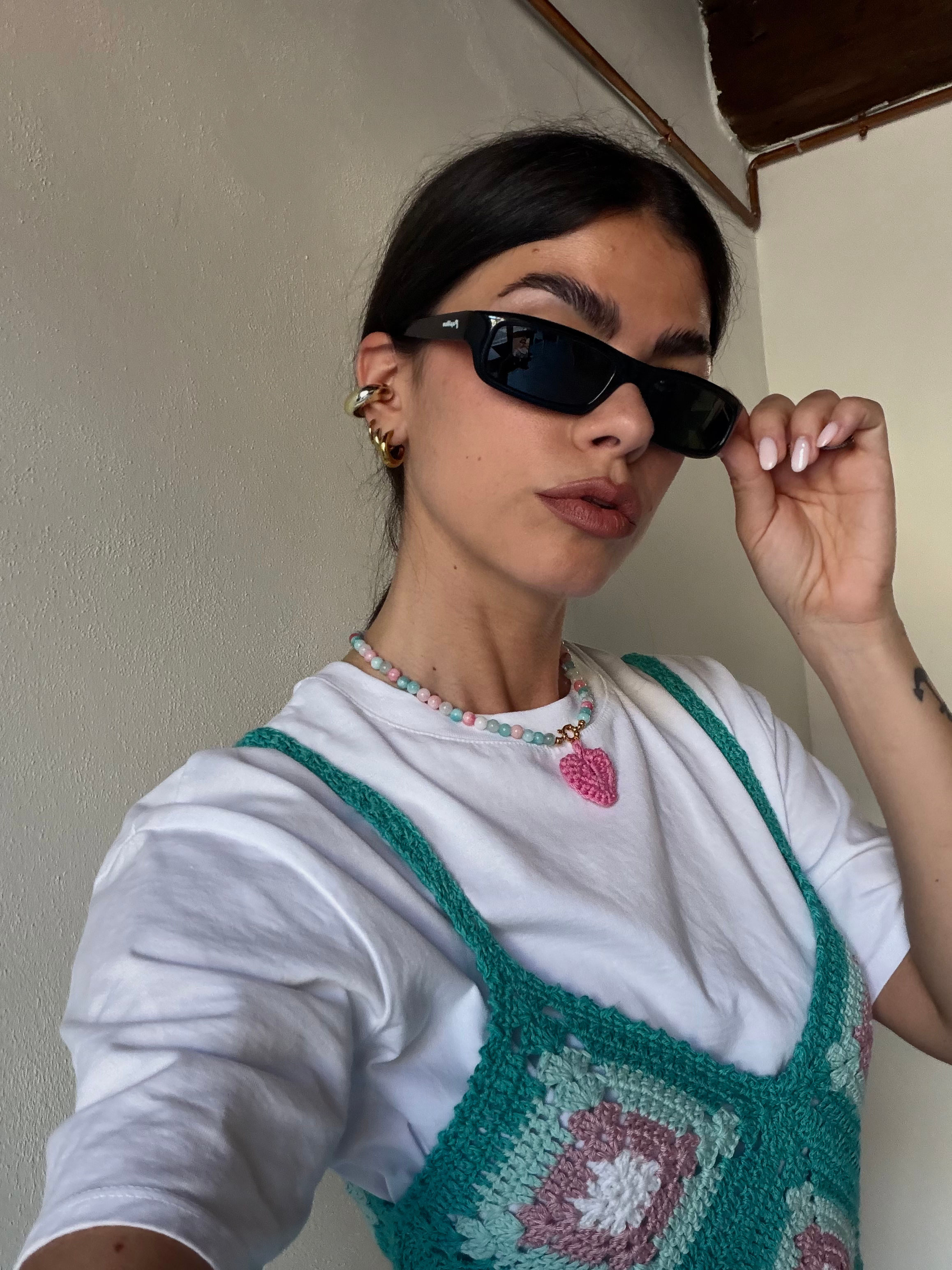 Slim black frame sunglasses