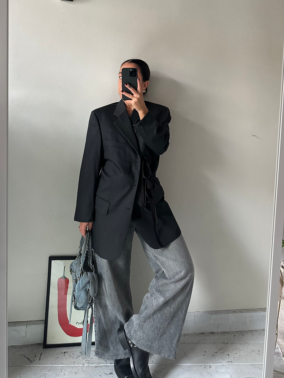 Grey pure wool blazer laccetti