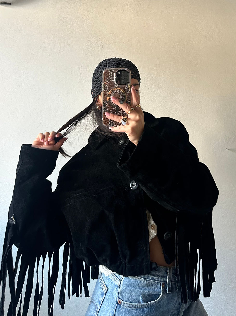 Miniatura: Real suede black bomber 