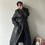 Miniatura: Real leather wonderful moka trench coat