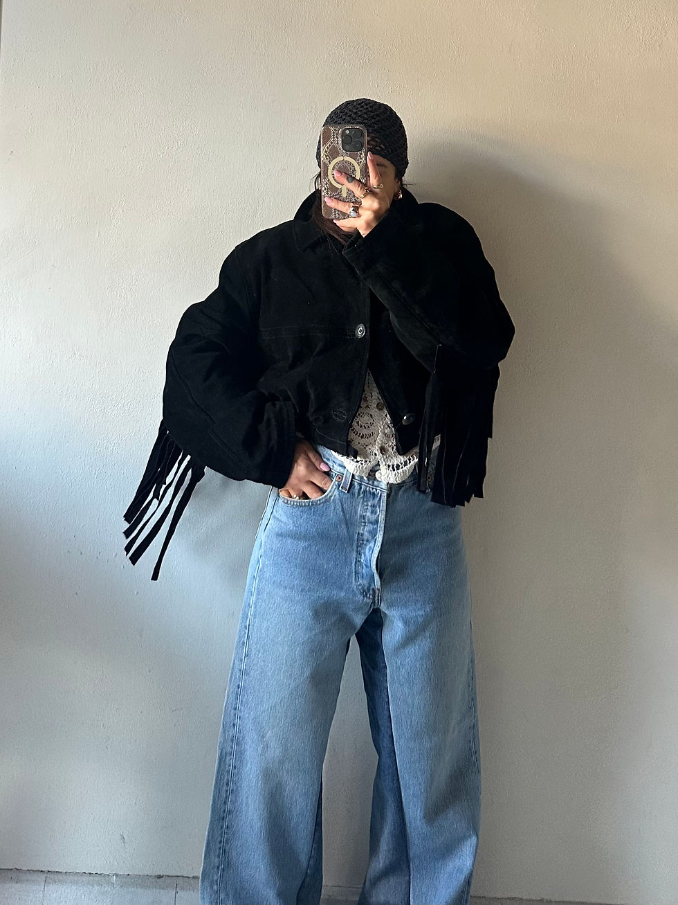 Miniatura: Real suede black bomber 