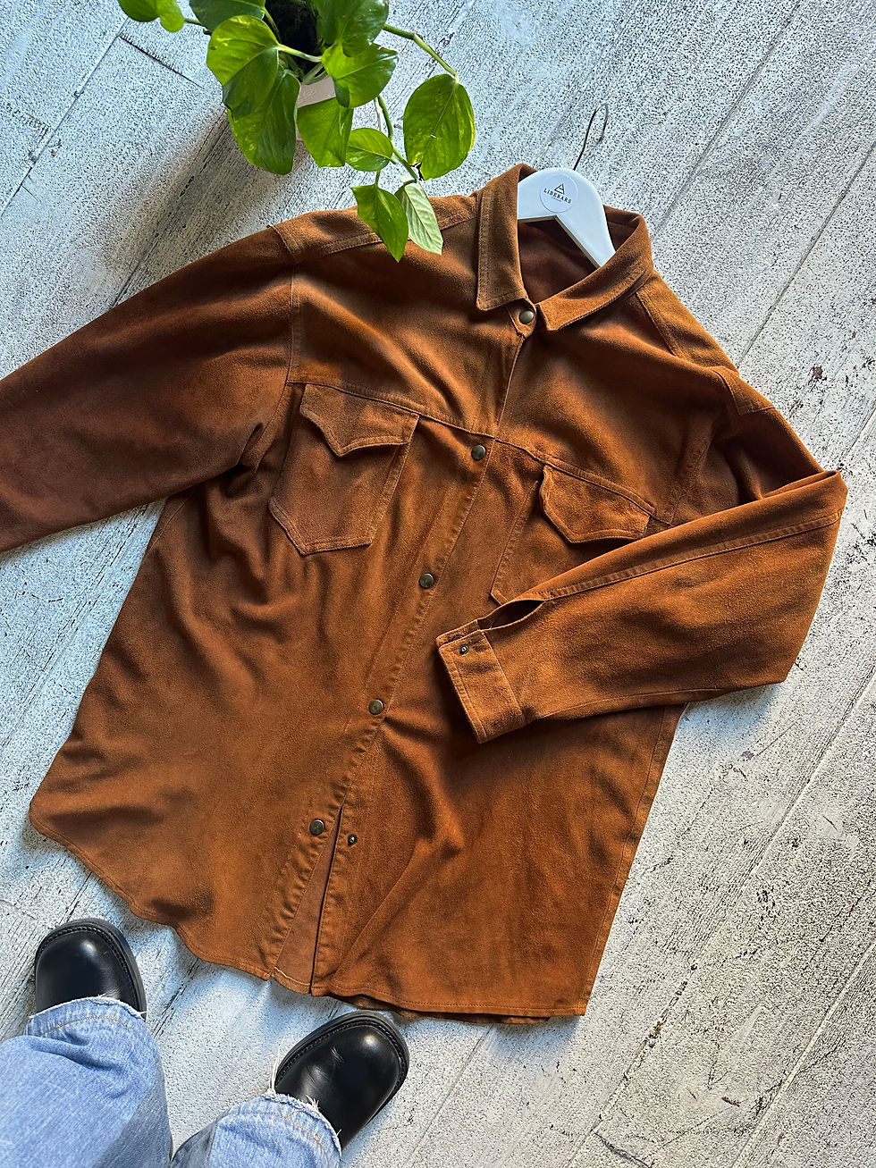 Miniatura: Brown real suede over shirt