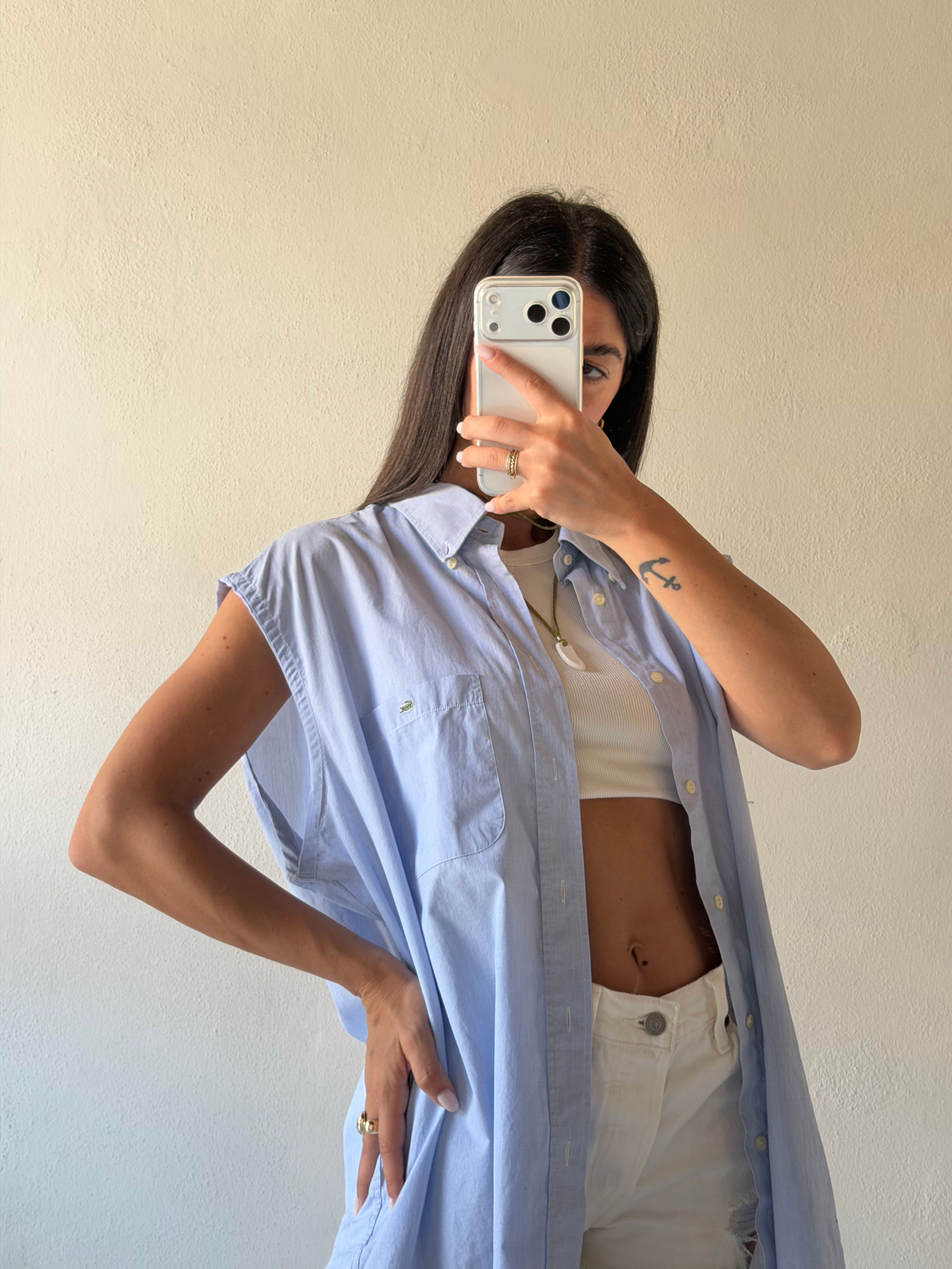 Lacoste ligh blue sleevless shirt