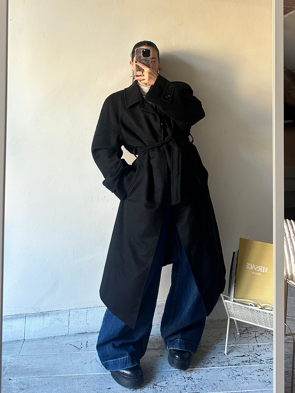 Miniatura: Cashmere & wool black coat 
