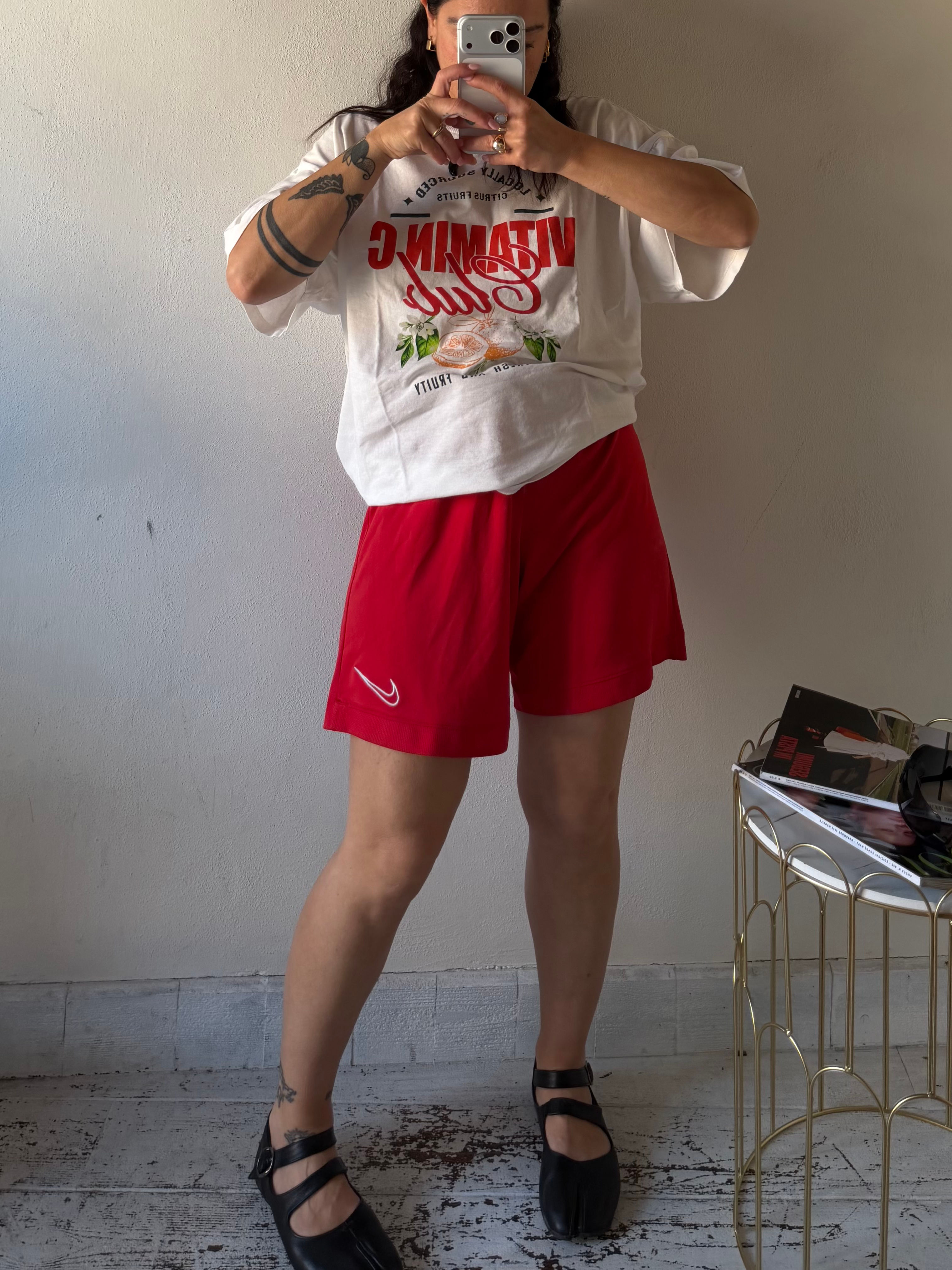 Nike red track shorts