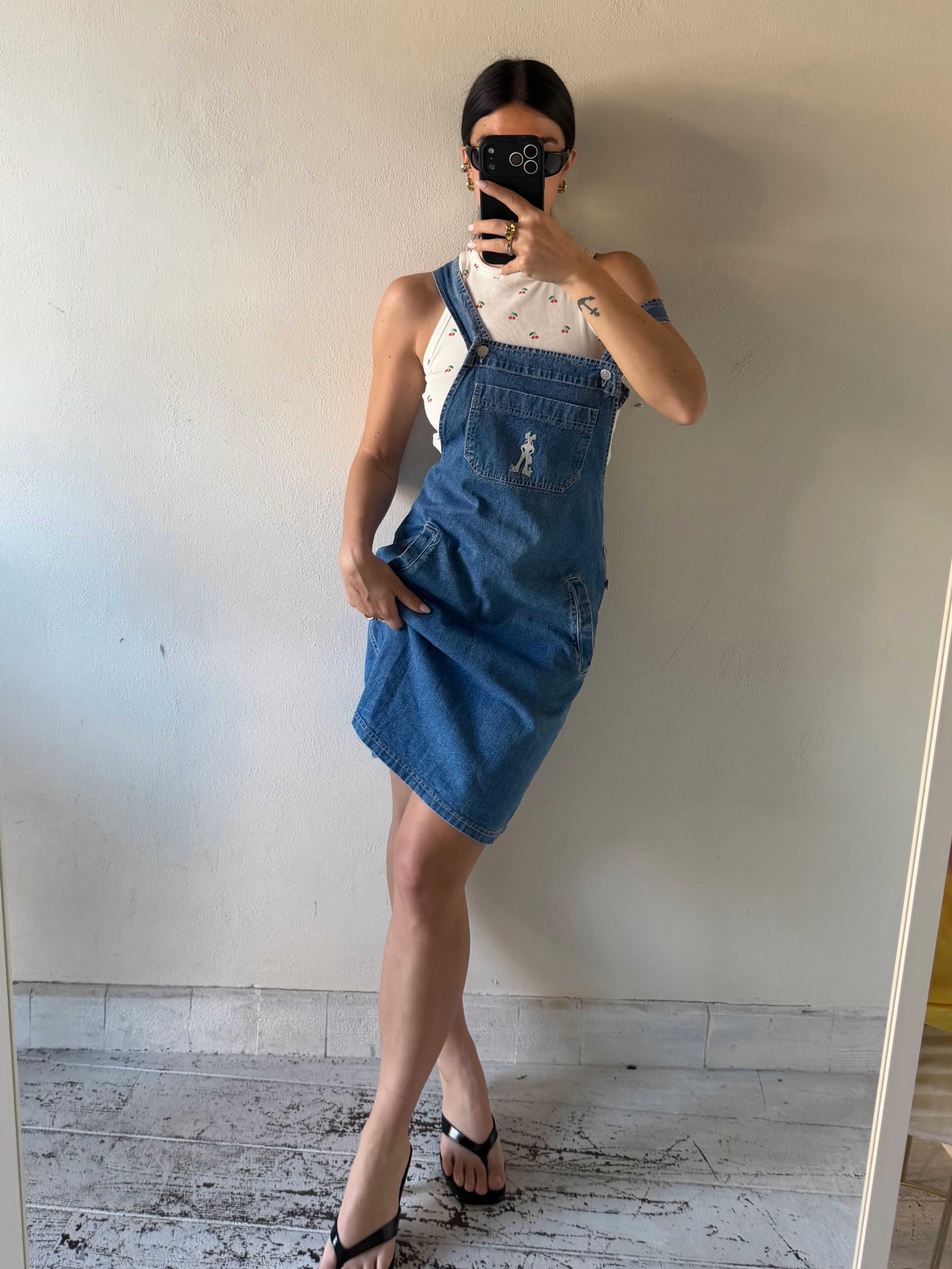 Y2k denim cool salopette 