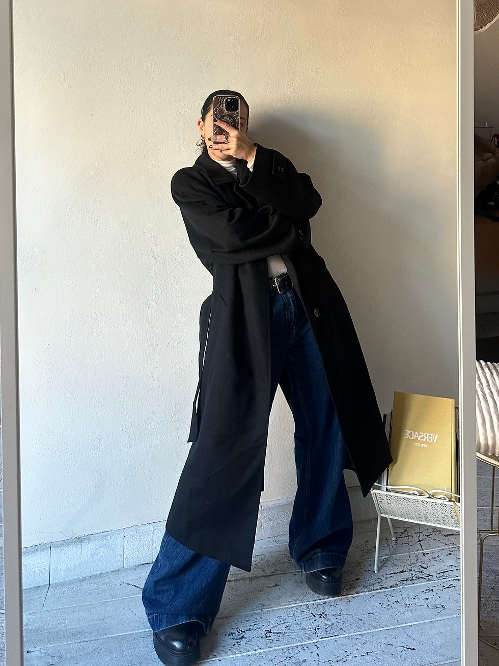 Miniatura: Cashmere & wool black coat 